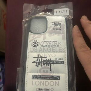 Stussy White Graphic Logo iPhone Case (iPhone 13/14)